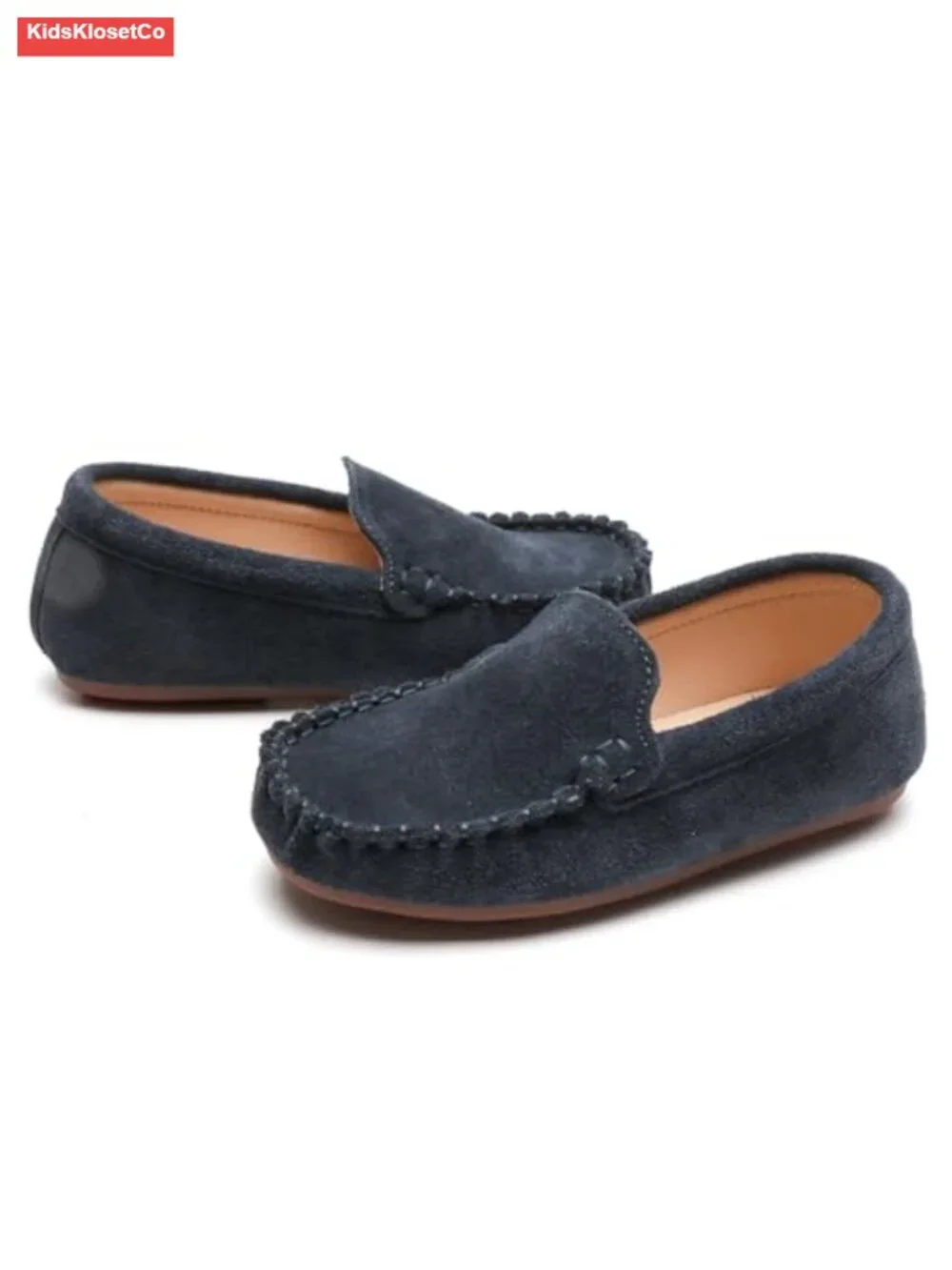 Toddler Kids Boys Girls Soft Suede Leather Slip On Flat Boat Dress Shoes Loafers
